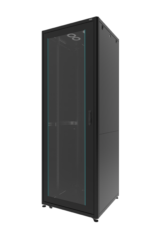 Armadio a pavimento serie MARLIN, 800X800X47U doppi montanti, smontabile, piedini (zoccolo optional), portata 800 kg Nero
