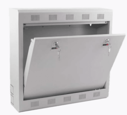 Armadio di Sicurezza dim. 580Lx550Hx150P MARLIN DVR - Pred. PDU 4vie - base VESA - doppia chiave - RAL 7032 grigio